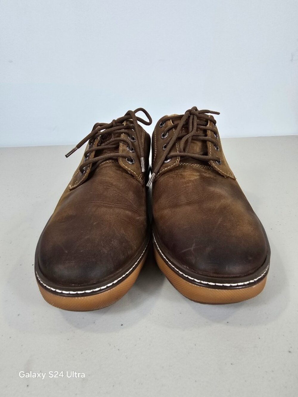 Johnston & Murphy men's McGuffey lug plain toe shoes in tan leather size 10.5
